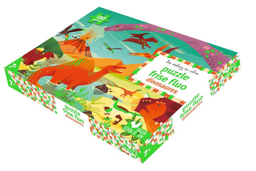 Les ateliers du calme : puzzle frise fluo : dinosaures