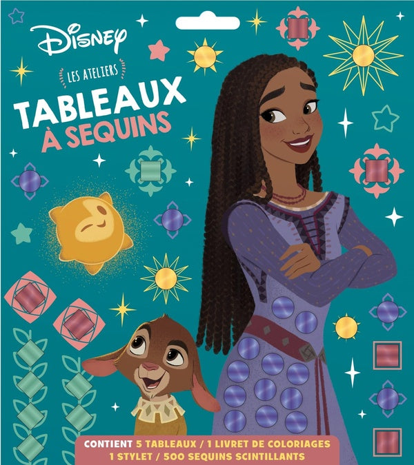 Les ateliers Disney : Wish, Asha et la bonne étoile ; tableaux à sequins