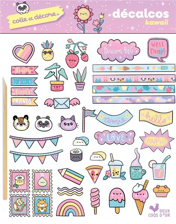 Les ateliers du calme : Colle et décore : Décalcos kawaii