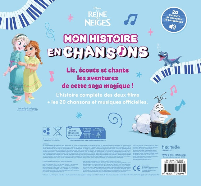 La Reine des Neiges : Mon Histoire en Chansons : L'histoire des films 1 et 2 accompagnée de toutes les chansons !