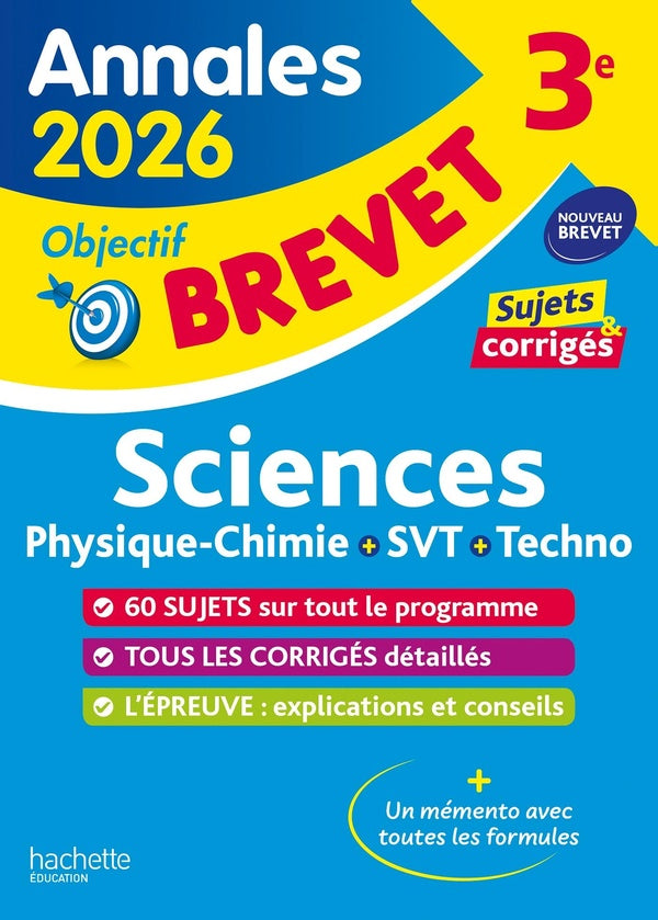 Annales brevet : Sciences ; 3e ; Sujets et corrigés (édition 2026)