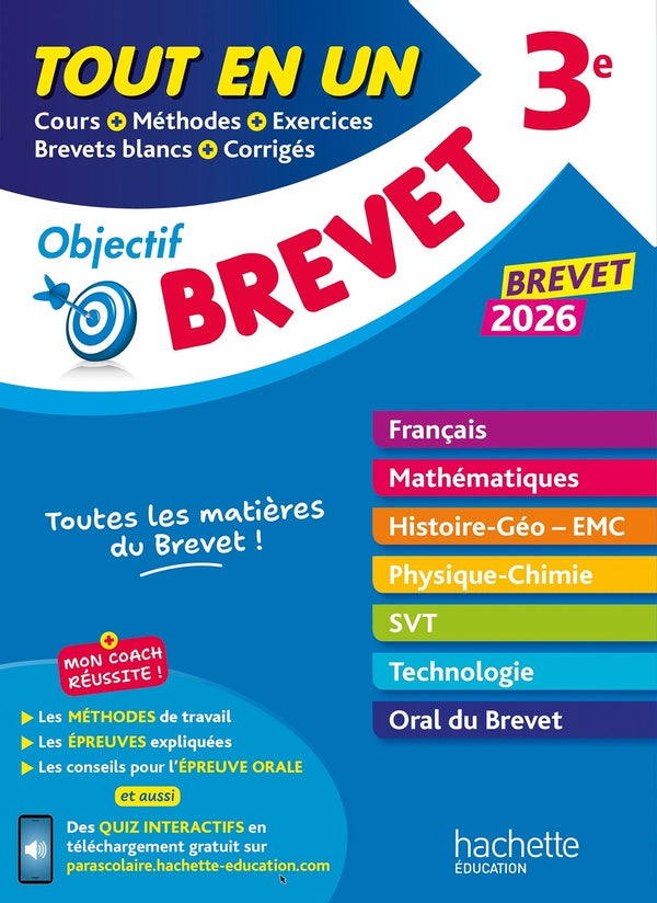 Objectif brevet : 3e ; Cours + Méthodes + Exercices + Brevets blancs + Corrigés ; Tout-en-un (édition 2026)