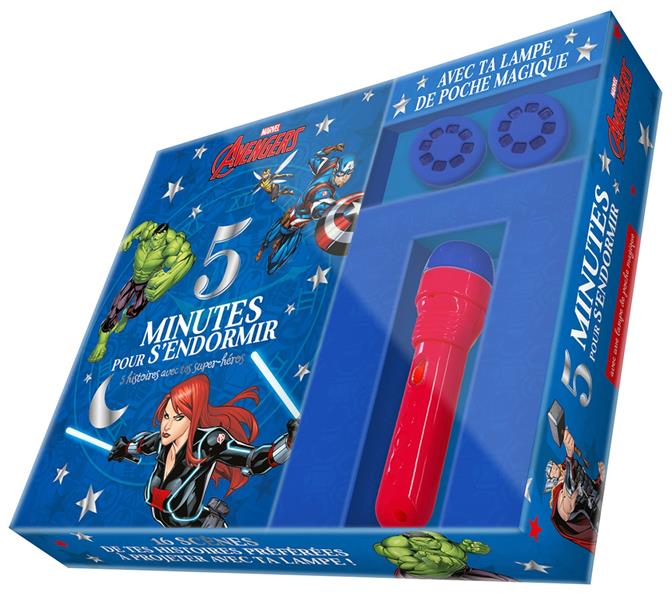 5 minutes pour s'endormir : Avengers : marvel ; coffret ; 5 histoires avec tes super héros avec lampe de poche magique