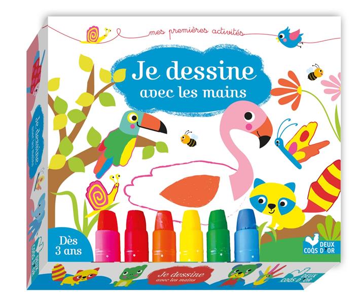 Je dessine avec les mains ; coffret avec pastels soie