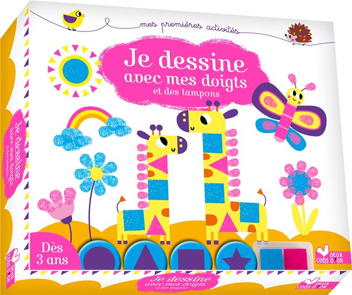 Je peins avec les doigts et des tampons ; coffret gros tampons et encrier