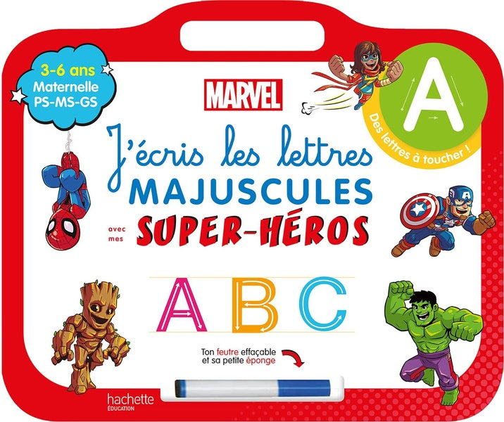 Ardoise j'écris les lettres majuscules avec mes super-héros Marvel