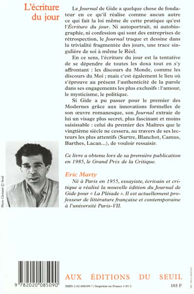 L'ecriture du jour. le "journal" d'andre gide
