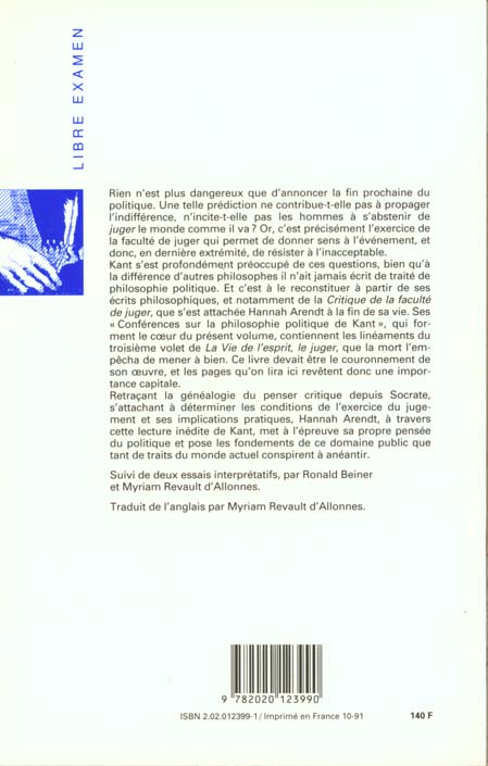 Juger. sur la philosophie politique de kant