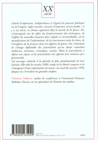 Les journalistes en france 1880-1950 - naissance et construction d'une profession
