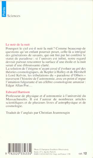 Le noir de la nuit. une enigme du cosmos
