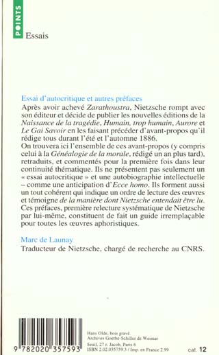 Essai d'autocritique, et autres prefaces