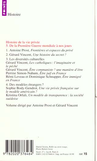 Histoire de la vie privée Tome 5 : De la Première Guerre mondiale à nos jours