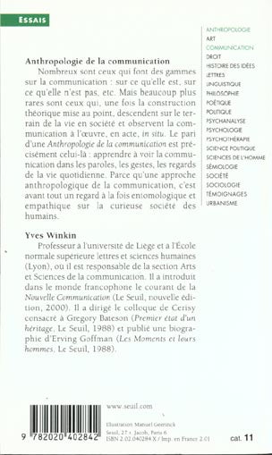 Anthropologie de la communication - de la theorie au terrain - nouvelle edition