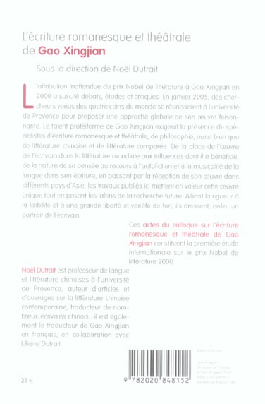L'ecriture romanesque et theatrale de gao xingjian