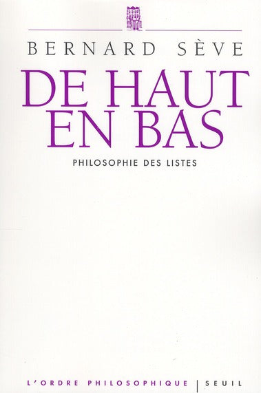 De haut en bas ; philosophie des listes
