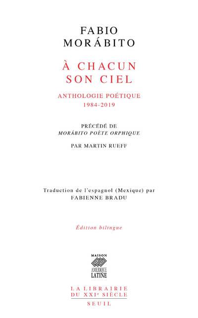 à chacun son ciel : anthologie poétique (1984-2019)