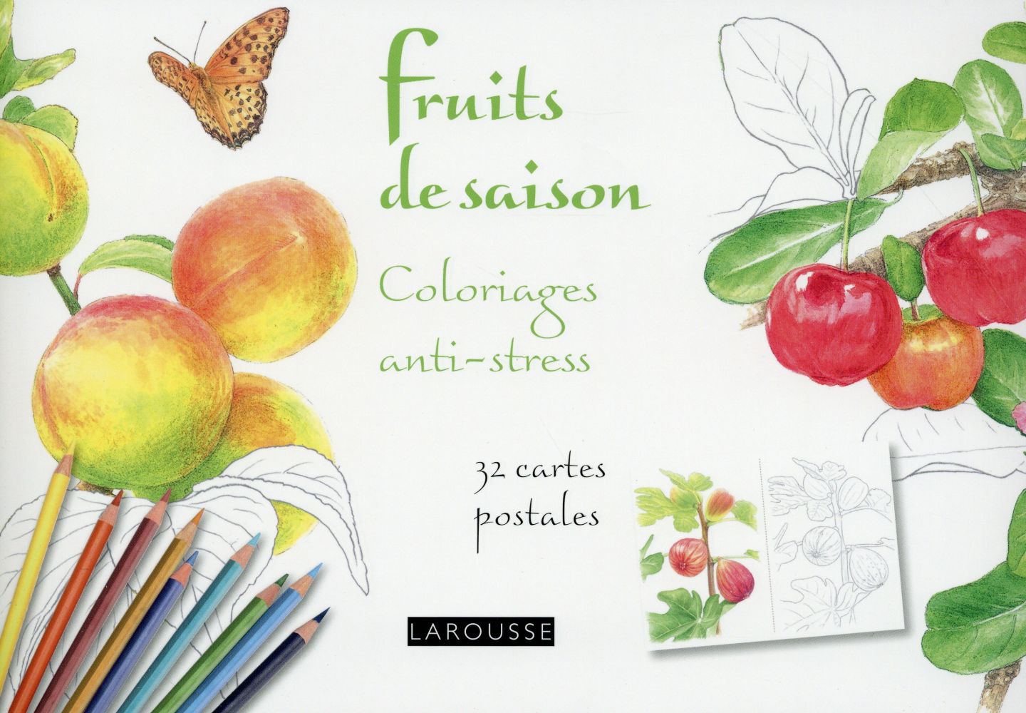 Fruits printaniers ; coloriages anti-stress ; 32 cartes postales