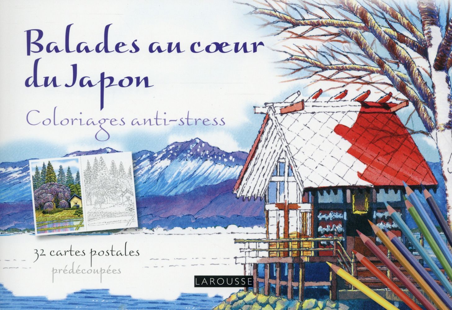 Balades au coeur du Japon ; carnet de coloriages carte postale