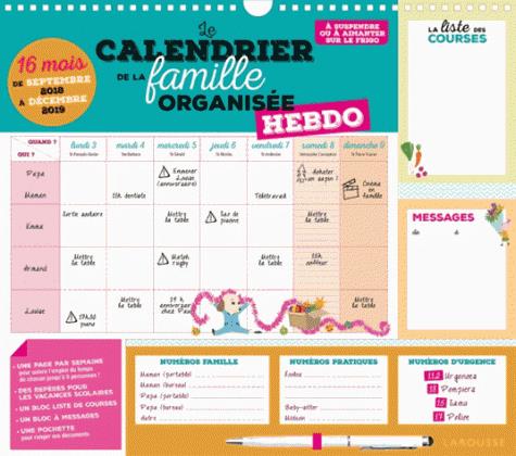 Le calendrier de la famille organisée hebdo (édition 2019)