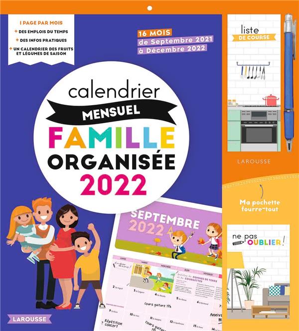 Calendrier mensuel famille organisée (édition 2022)