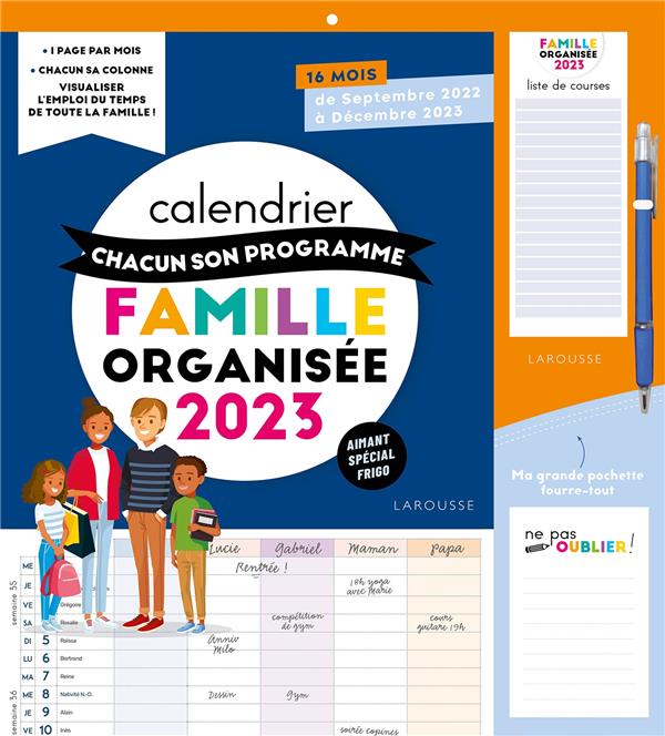 Calendrier chacun son programme famille organisée (édition 2023)