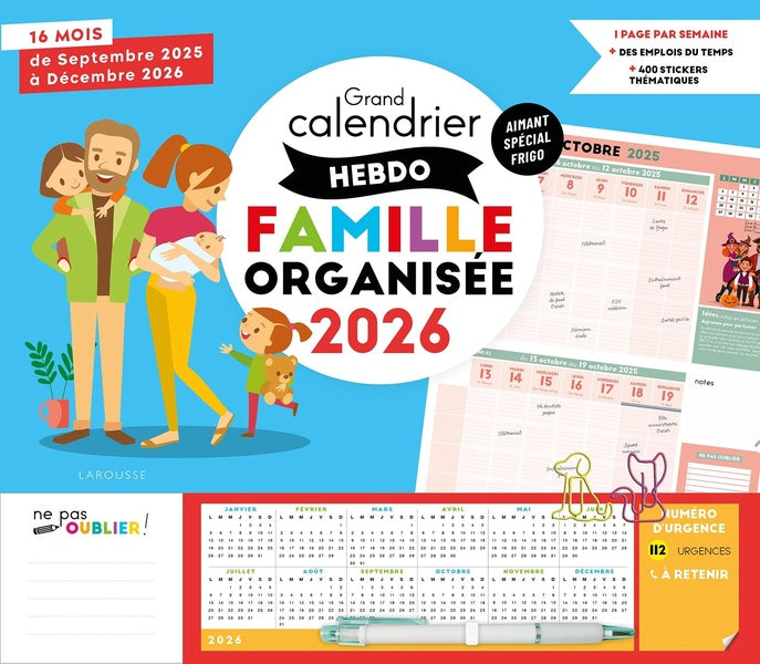 Grand calendrier hebdo Famille organisée (édition 2026)