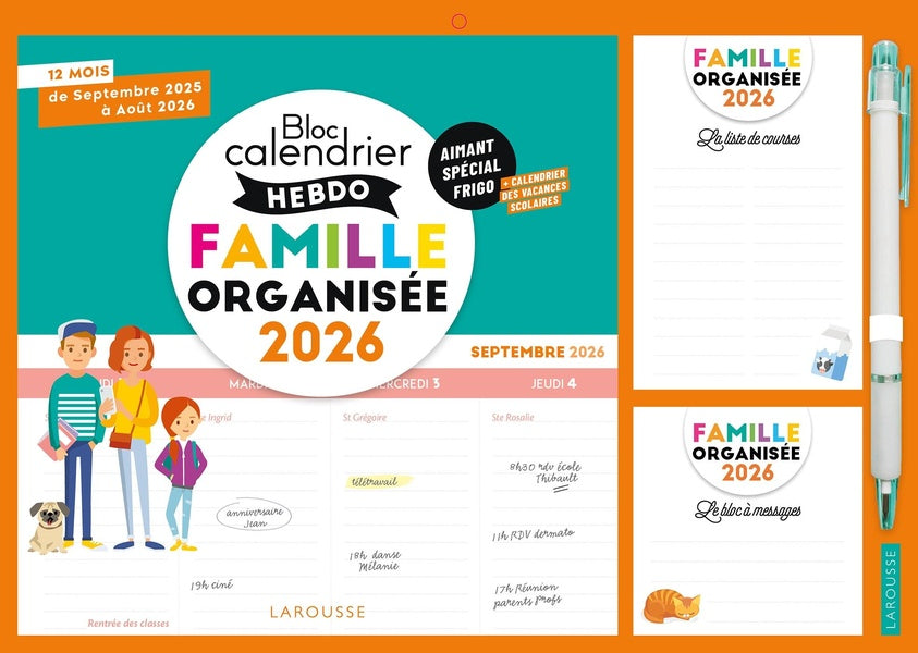 Le petit calendrier hebdo de la famille organisée (édition 2026)