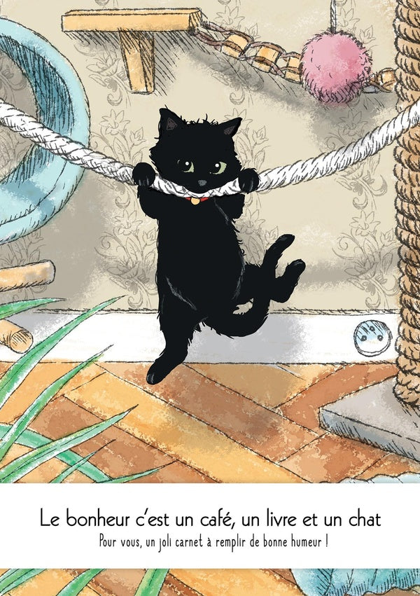 Le bonheur c'est un café, un livre et un chat