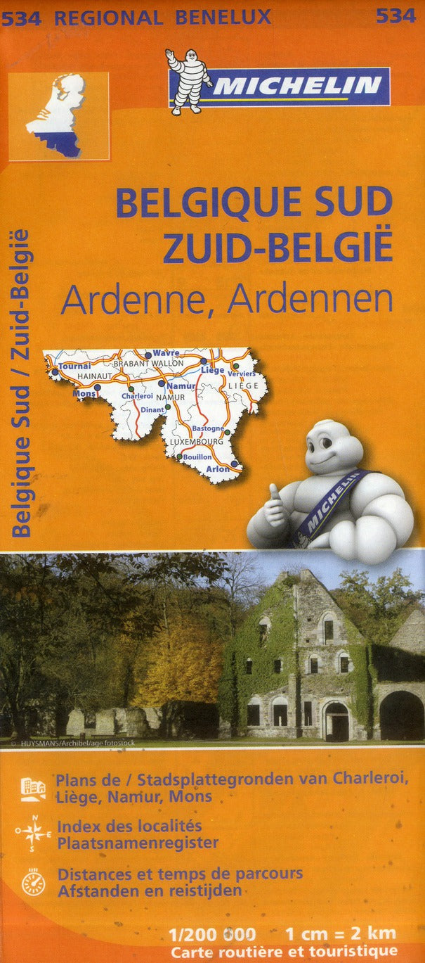 Carte regionale belgique sud/zuid-belgie - ardenne/ardennen