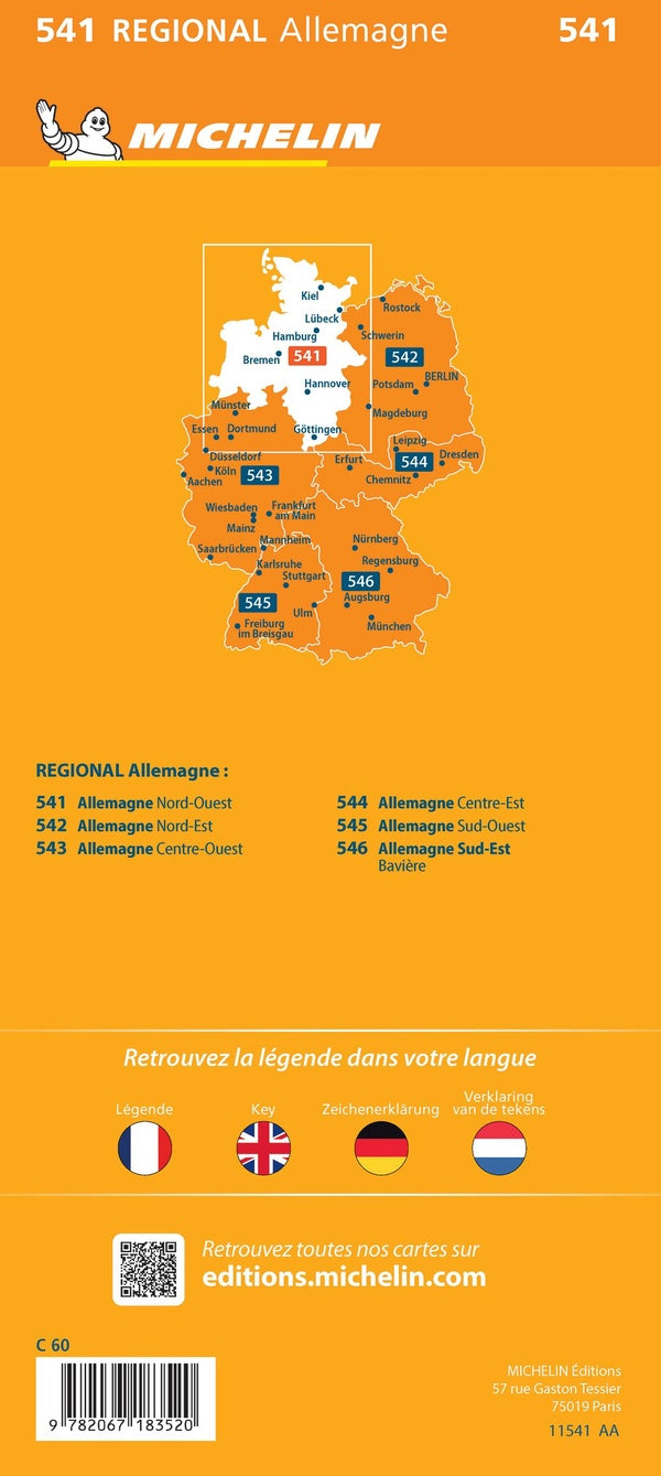 Carte regionale allemagne nord-ouest