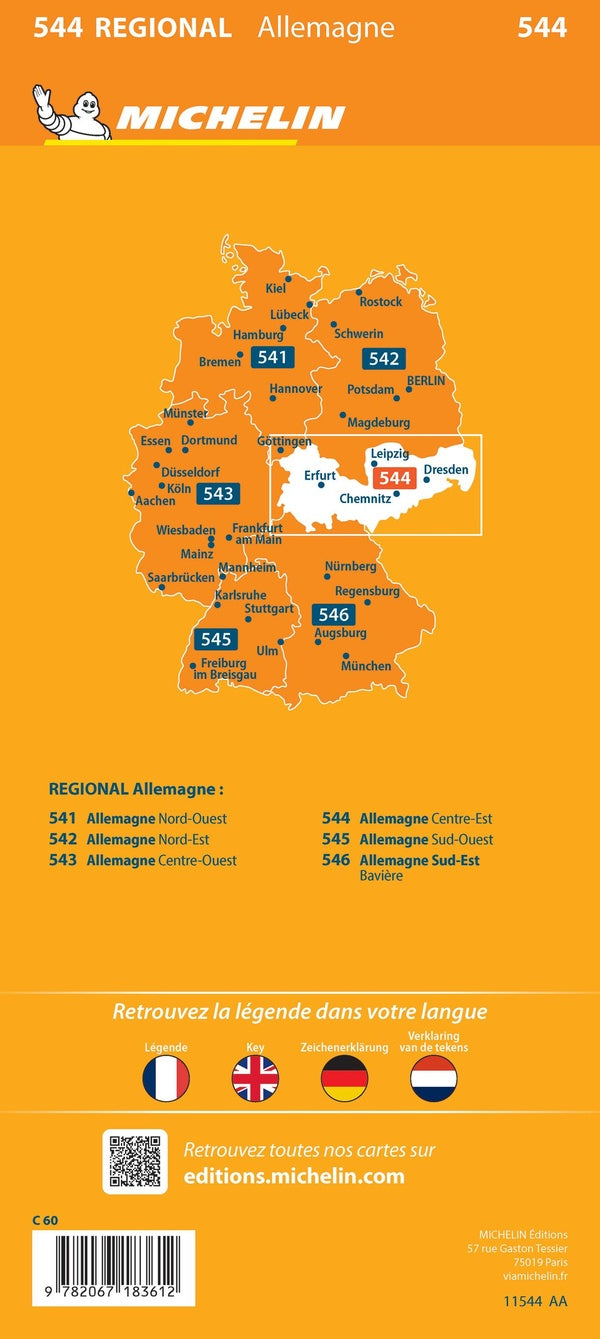 Carte regionale allemagne centre-est