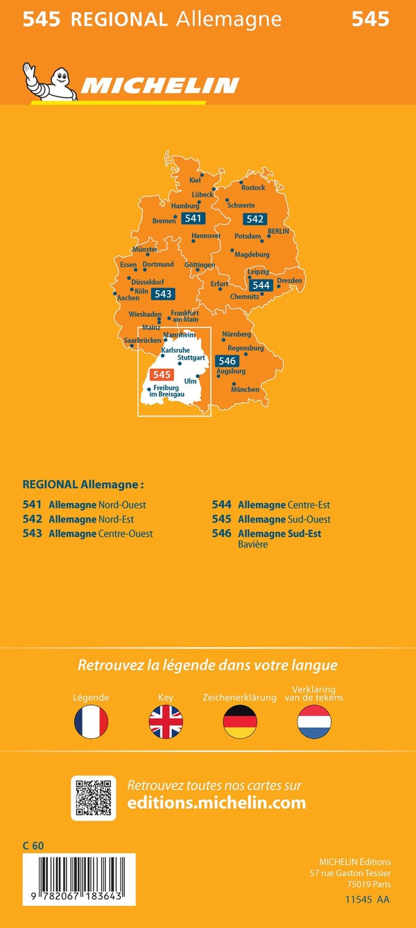 Carte regionale allemagne sud-ouest