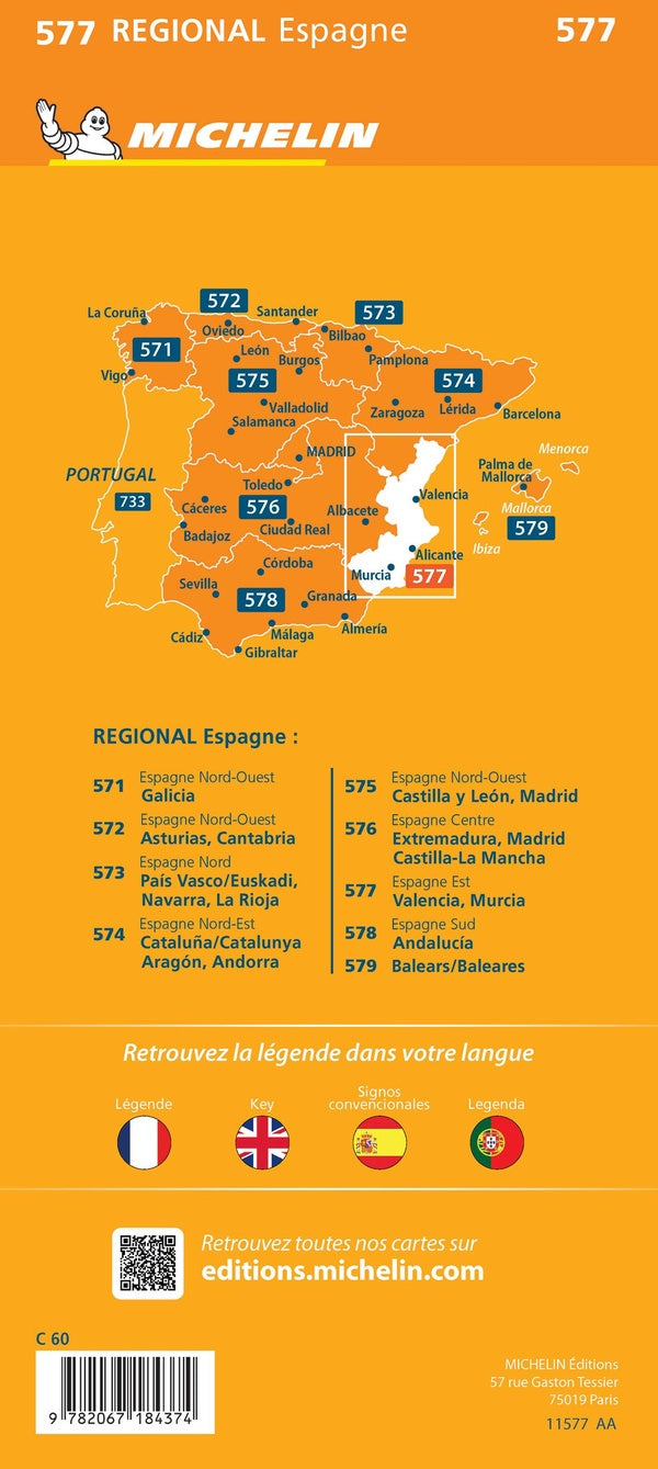 Carte regionale espagne est : valencia, murcia