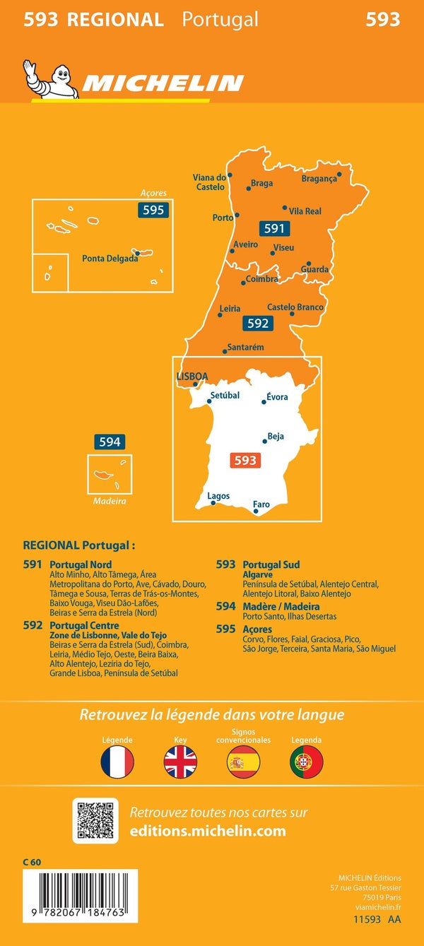 Carte regionale portugal sud : algarve