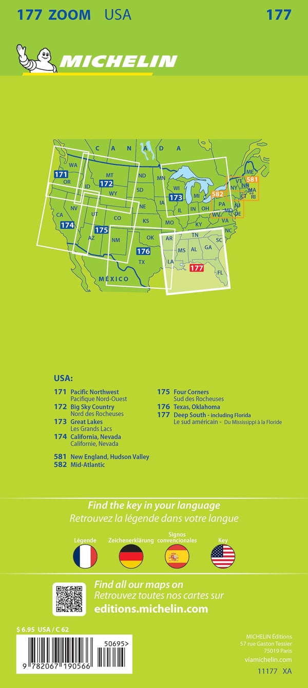 Carte zoom deep south/ le sud americain - du mississippi a la floride