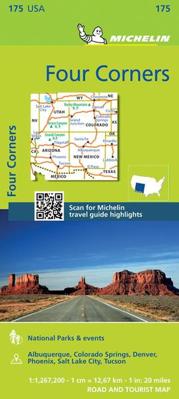 Carte zoom four corners / sud des rocheuses - arizona-colorado-new mexico-utah