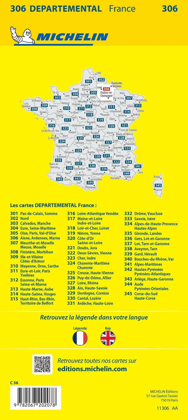 Cartes départementales n.306 : Aisne, Ardennes, Marne