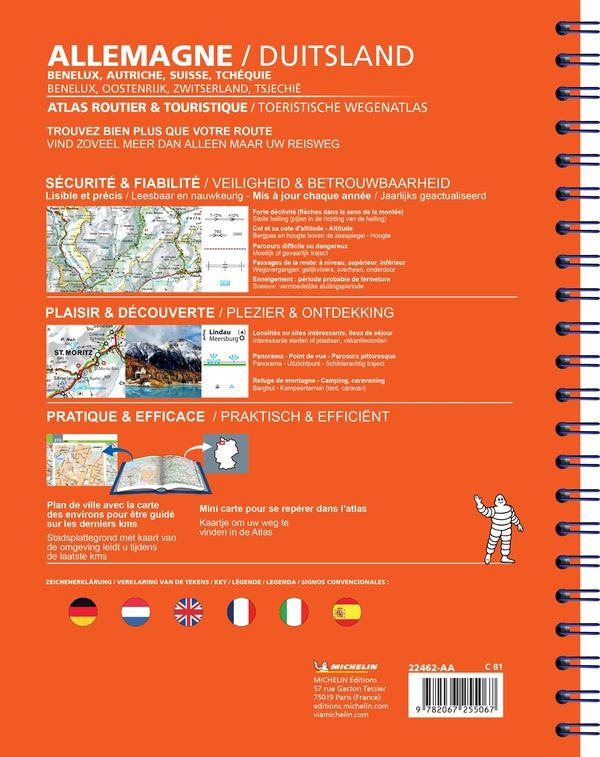 Allemagne, Benelux, Autriche, Suisse, Tchéquie : atlas routier et touristique