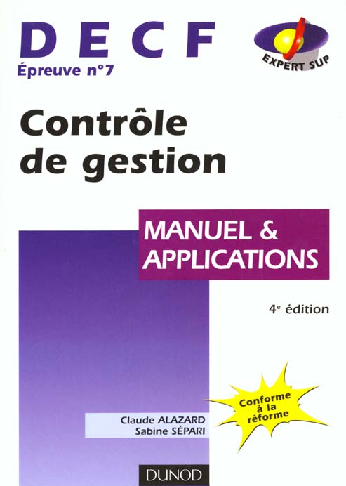 Controle de gestion decf n.7 ; manuel et applications