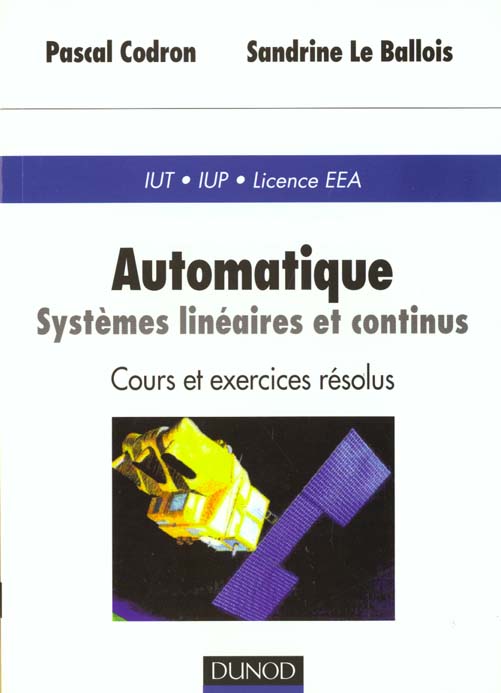 Automatique systemes lineaires et continus iut iup licence eea