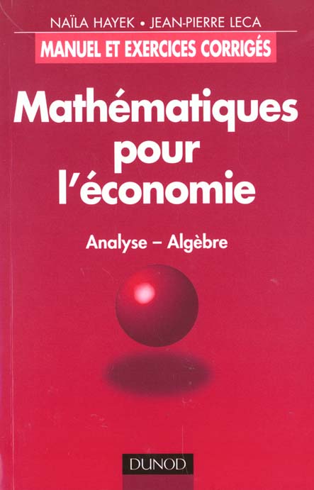 Mathematiques pour l'economie