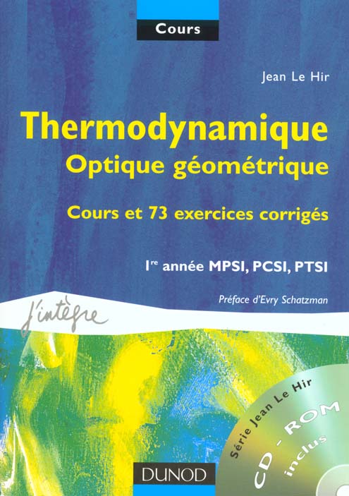 Thermodynamique, optique geometrique (+ cd-rom)