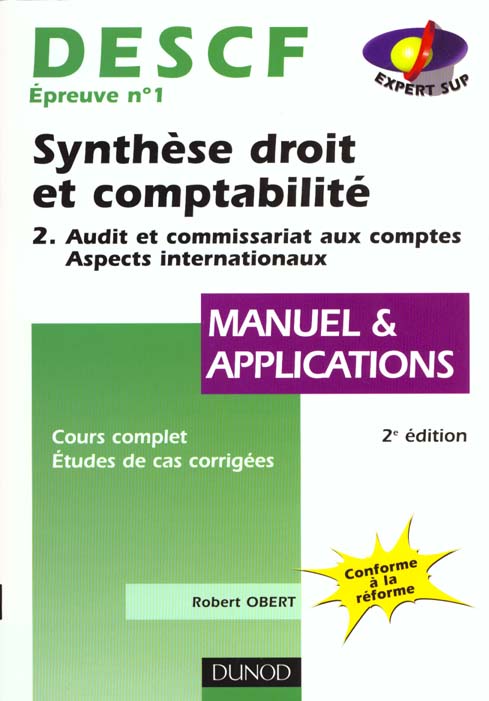 Descf 1 epreuve ; synthese droit et comptabilite t.2