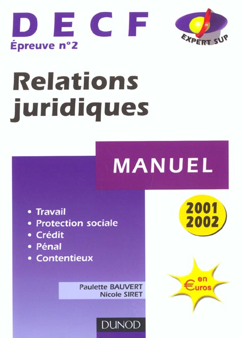 Decf 2 ; relations juridiques ; manuel ; 6e edition