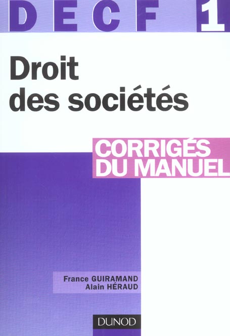Decf 1 ; droit des societes ; corriges (9e édition)