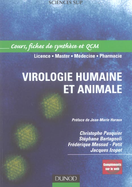 Virologie humaine et animale - cours, fiches de synthese et qcm - livre+complements en ligne