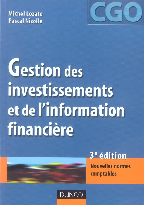 Gestion des investissements et de l'information financiere (3e édition)