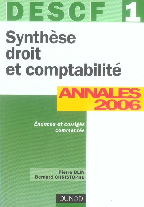 Synthese droit et comptabilite ; descf 1 ; annales 2006