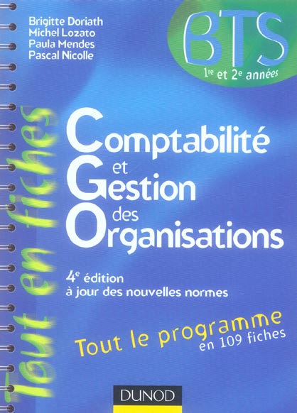Comptabilite et gestion des organisations ; l'essentiel en 109 fiches (4e edition)