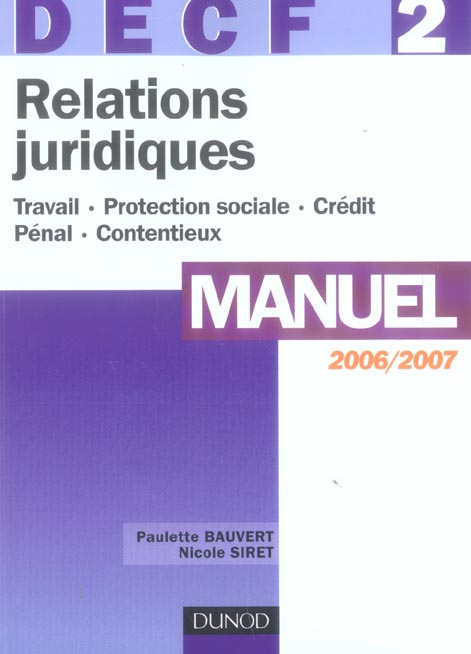 Decf 2 ; relations juridiques ; manuel (edition 2006/2007)